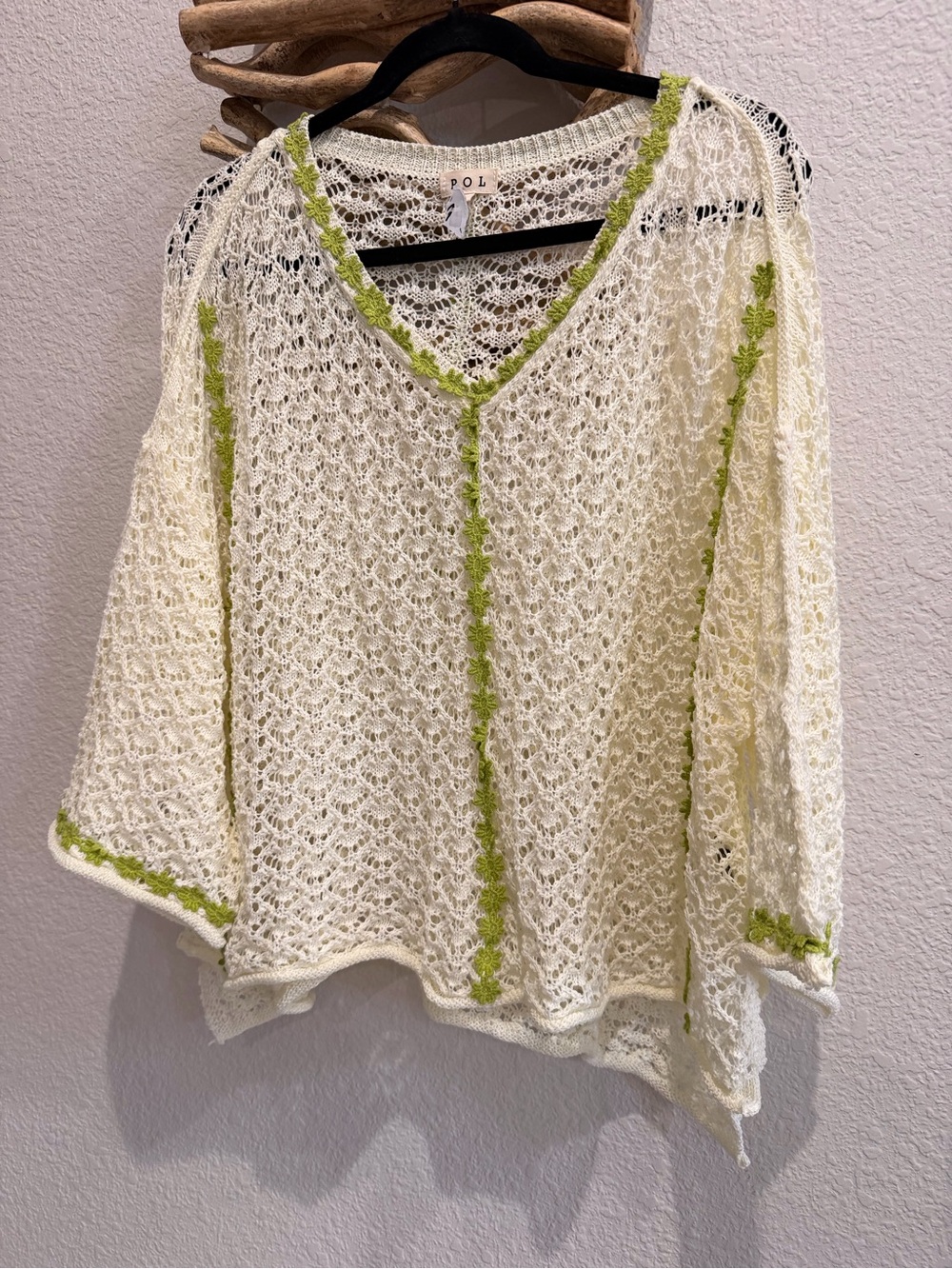 POL Crochet Open-Knit Sweater shirt women’s oversized S - Picture 3 of 6